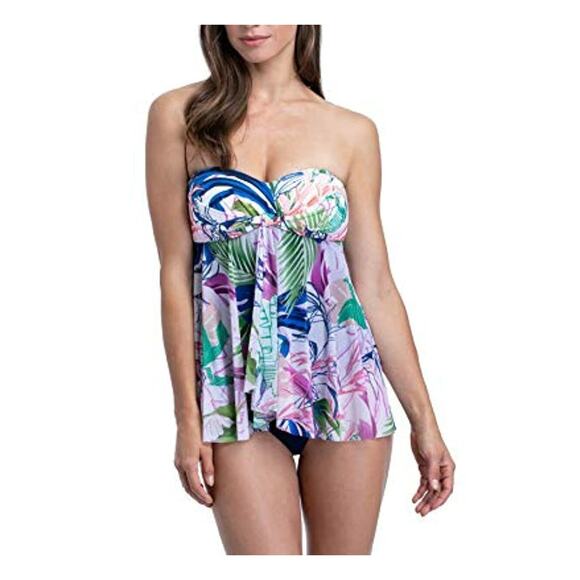Profile by Gottex Women's Bandeau Flyaway One Piece Swimsuit Tropicana 6 NWT - Picture 1 of 4